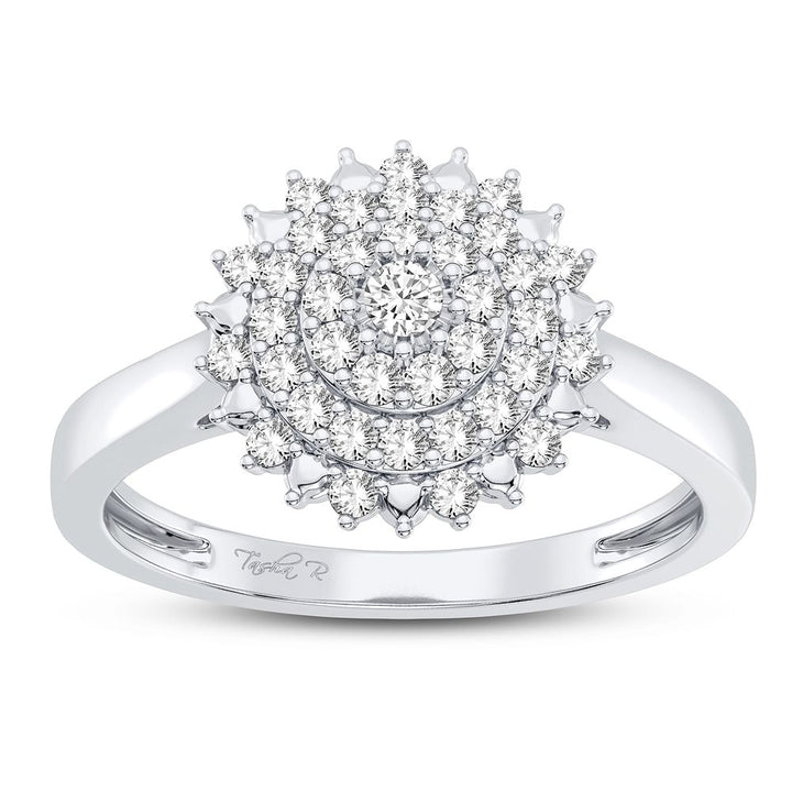 Chic 10k White Gold Lab Diamond Fashion Ring for Women
