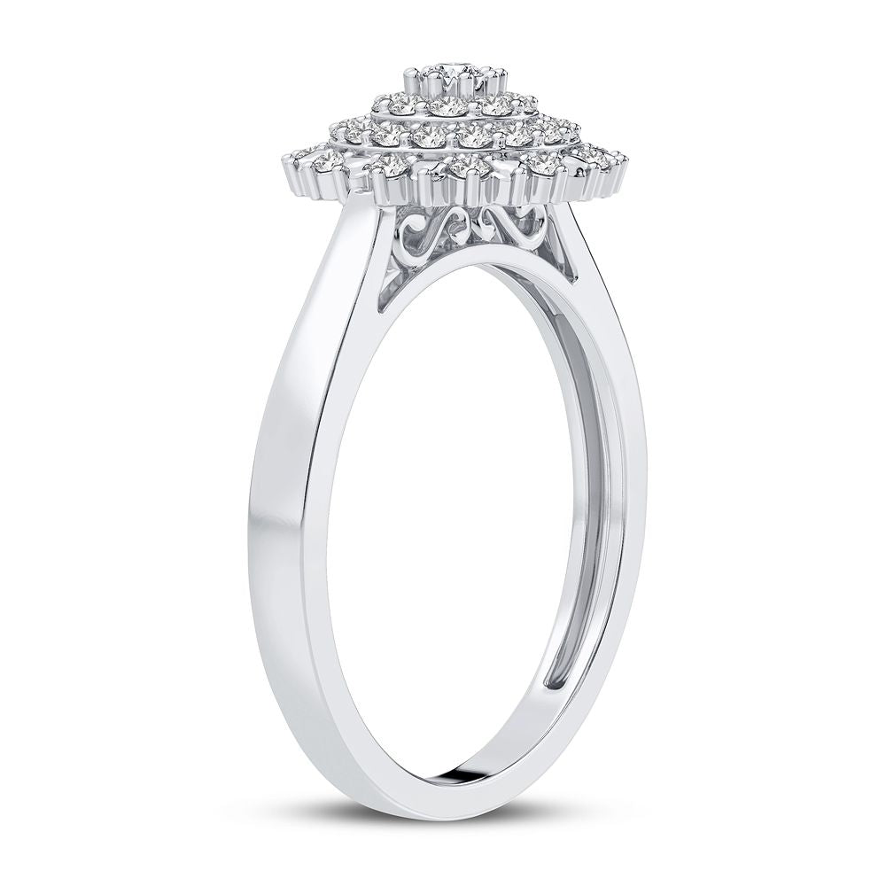 Chic 10k White Gold Lab Diamond Fashion Ring for Women