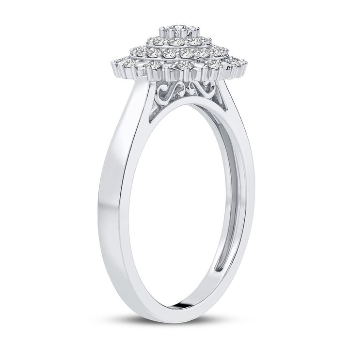 Chic 10k White Gold Lab Diamond Fashion Ring for Women