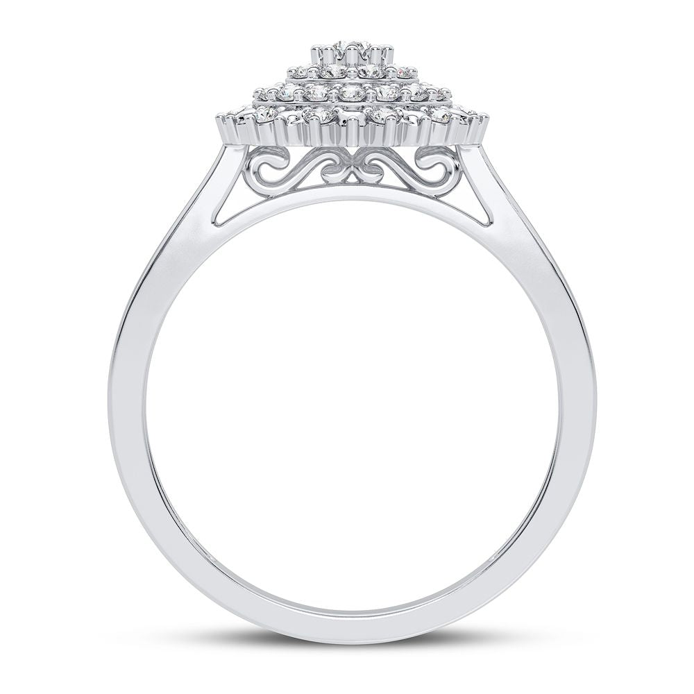 Chic 10k White Gold Lab Diamond Fashion Ring for Women