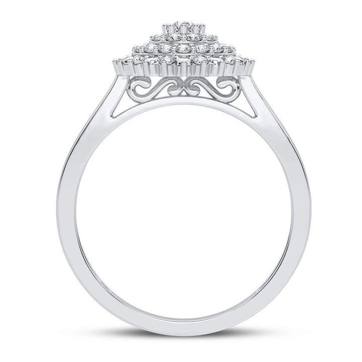 Chic 10k White Gold Lab Diamond Fashion Ring for Women