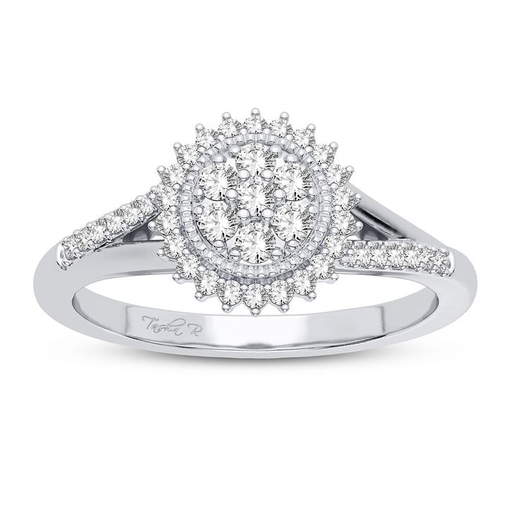 Chic 10k White Gold 0.25CT Lab Diamond Womens Fashion Ring