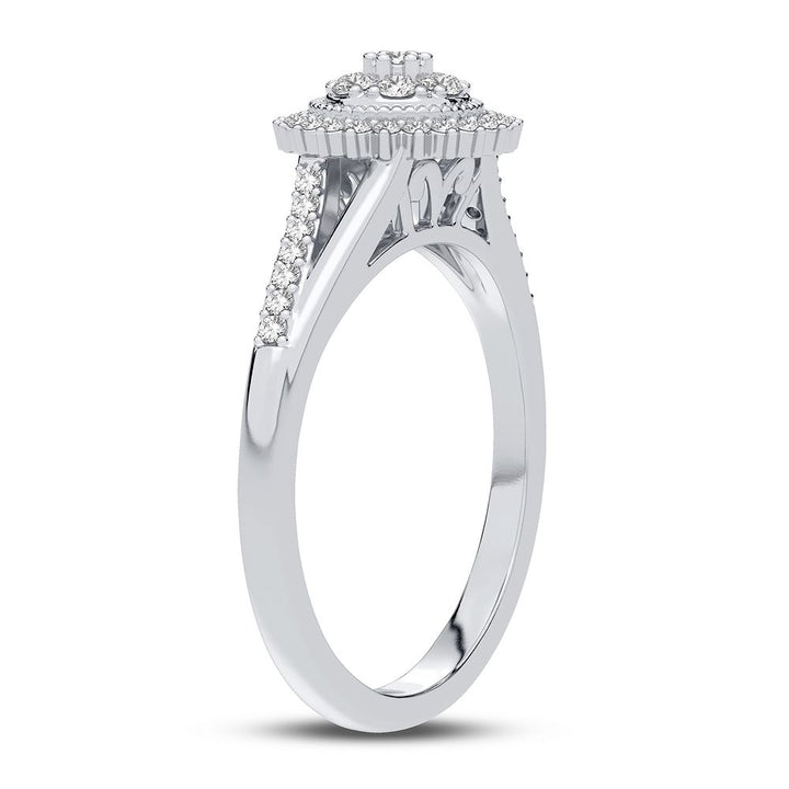 Chic 10k White Gold 0.25CT Lab Diamond Womens Fashion Ring