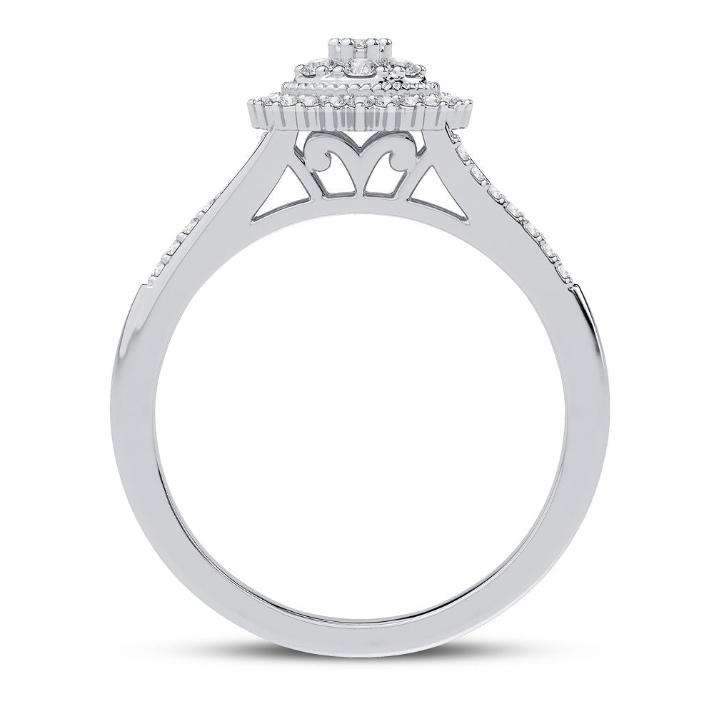 Chic 10k White Gold 0.25CT Lab Diamond Womens Fashion Ring