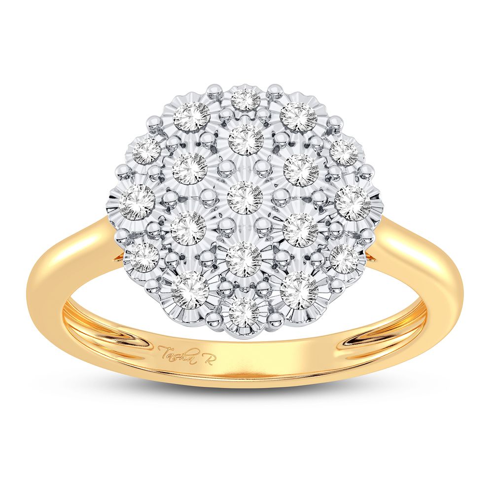 Chic 10k Yellow Gold Lab Diamond Fashion Ring for Women