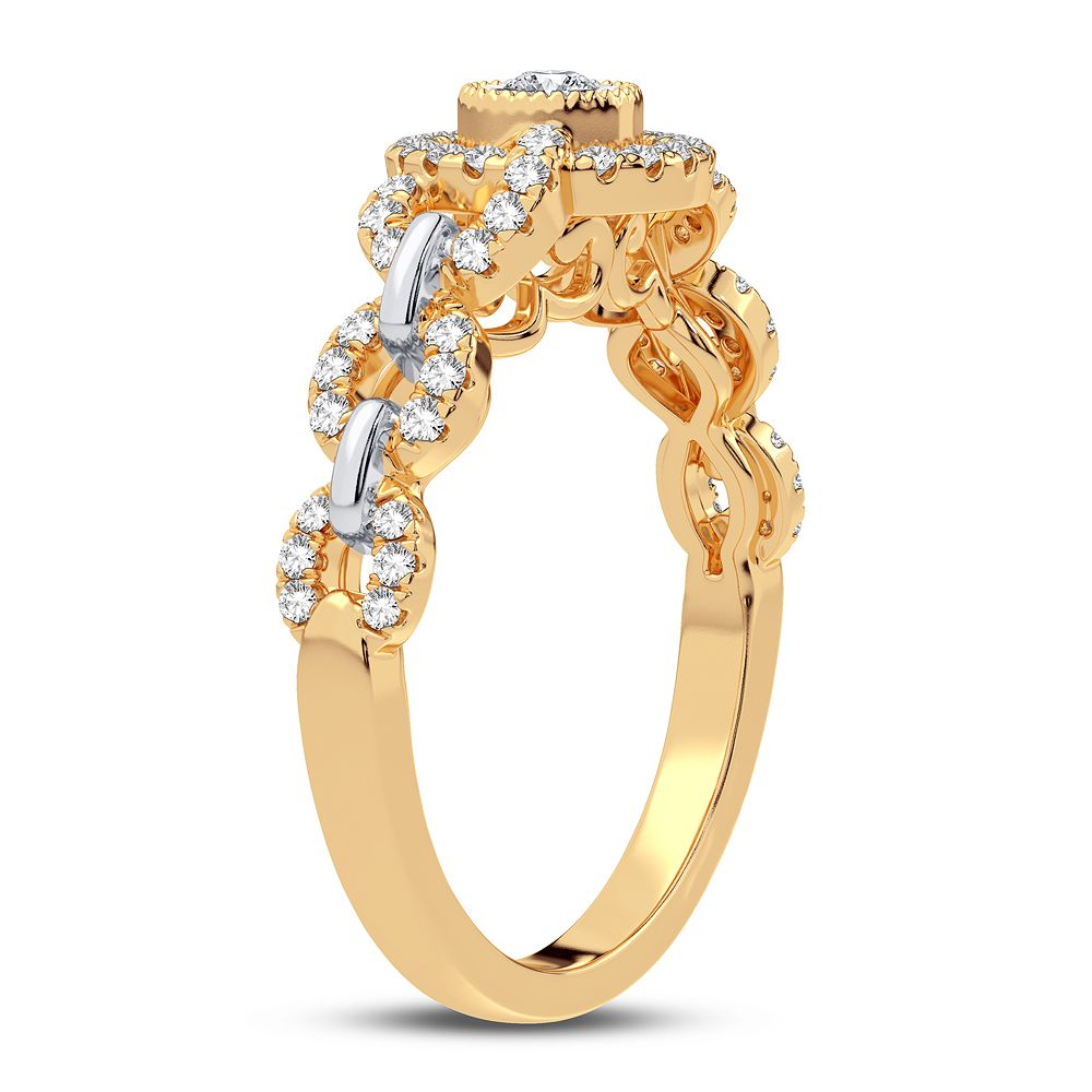 Chic 10k Yellow Gold 0.25CT Lab Diamond Womens Fashion Ring