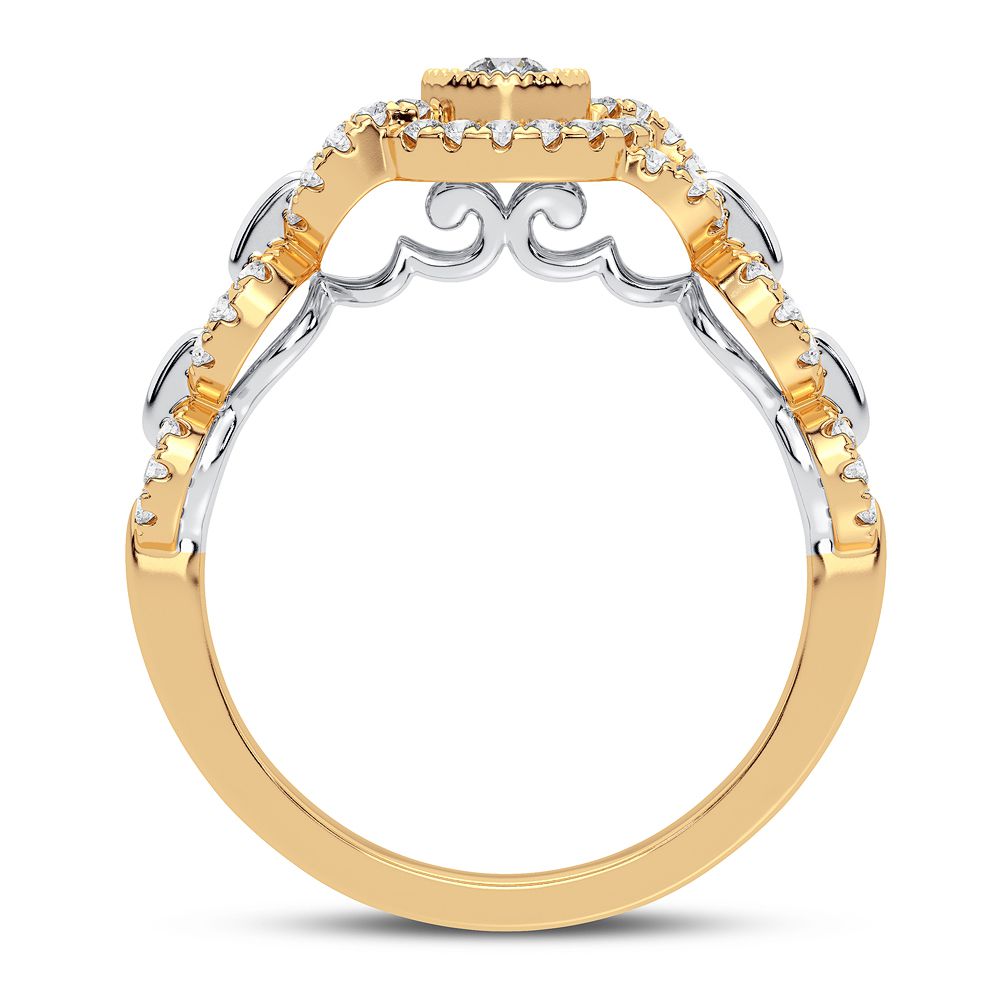 Chic 10k Yellow Gold 0.25CT Lab Diamond Womens Fashion Ring