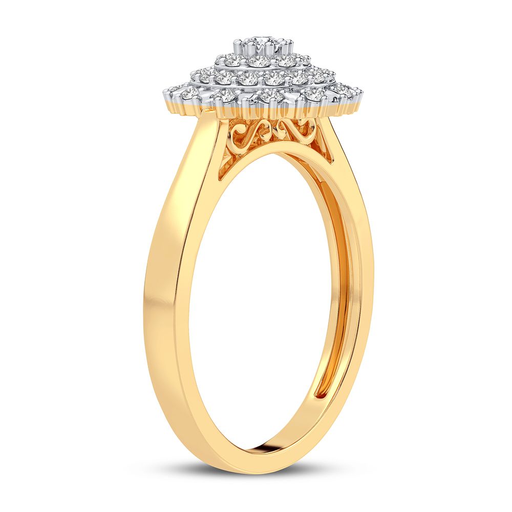 10k Yellow Gold Lab Diamond Womens Fashion Ring - 0.25CT