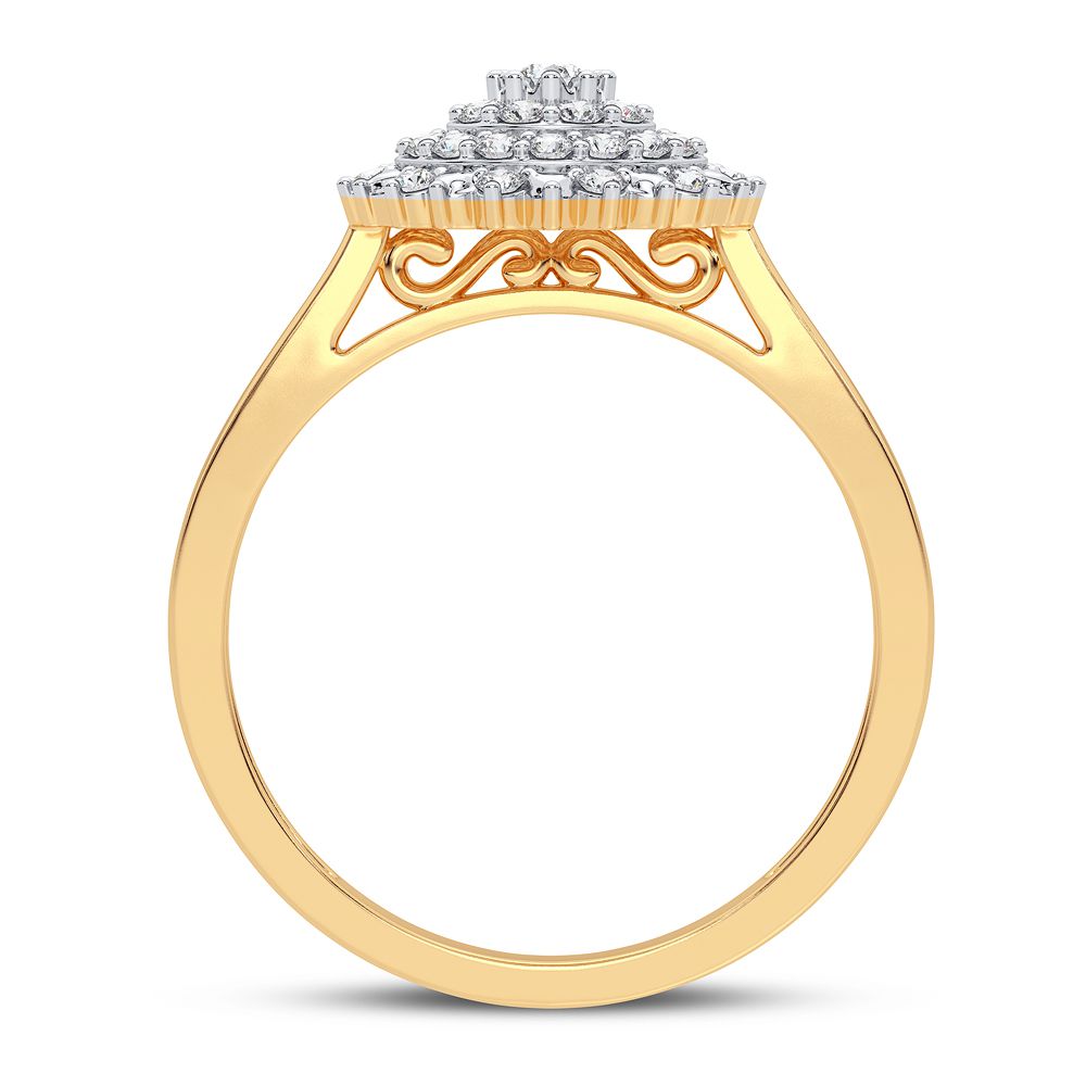 10k Yellow Gold Lab Diamond Womens Fashion Ring - 0.25CT