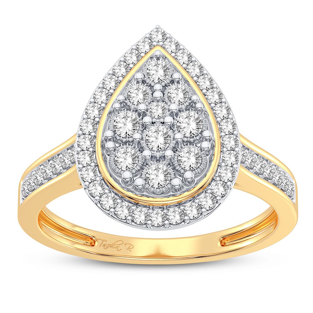 Chic 10k Yellow Gold Lab Diamond Womens Fashion Ring