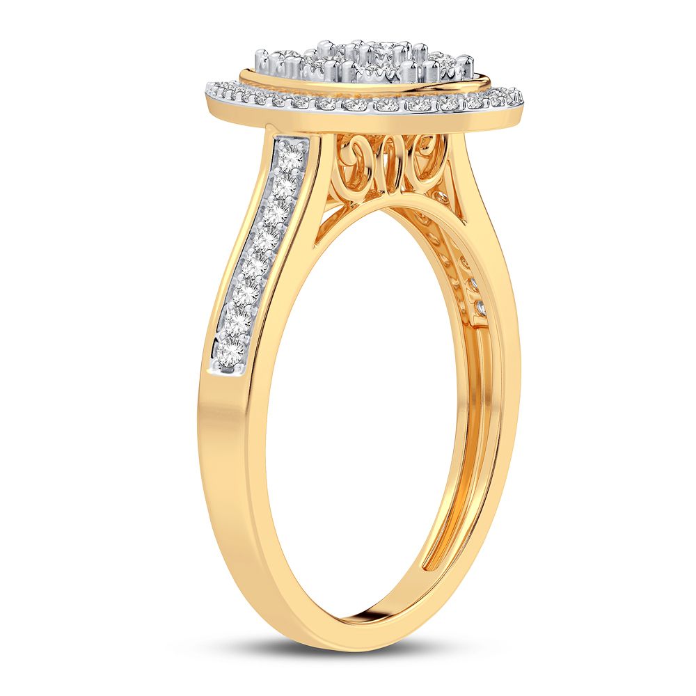 Chic 10k Yellow Gold Lab Diamond Womens Fashion Ring
