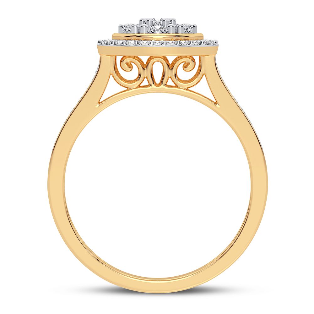 Chic 10k Yellow Gold Lab Diamond Womens Fashion Ring