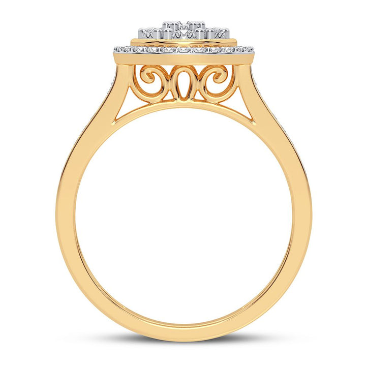 Chic 10k Yellow Gold Lab Diamond Womens Fashion Ring