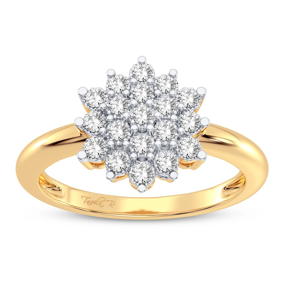 Chic 10k Yellow Gold Lab Diamond Womens Fashion Ring