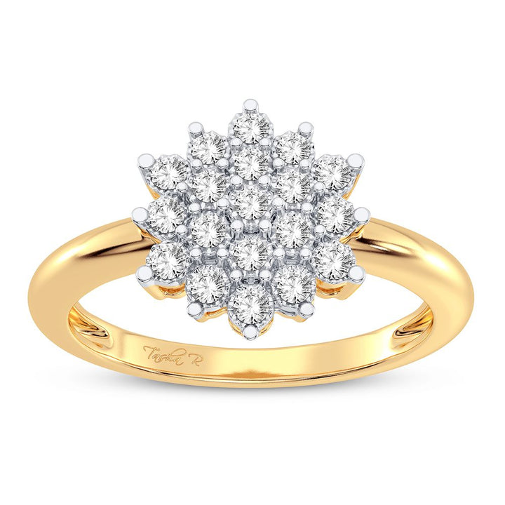 Chic 10k Yellow Gold Lab Diamond Womens Fashion Ring