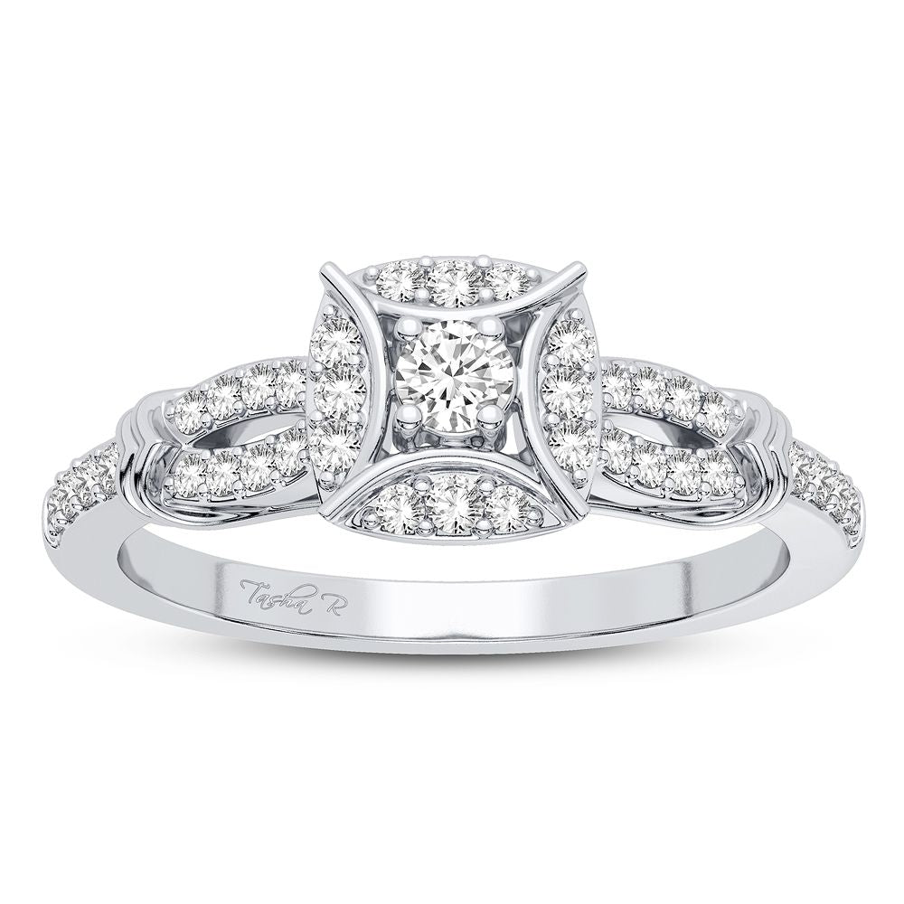 Chic 10k White Gold Lab Diamond Womens Fashion Ring (0.25CT)