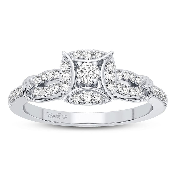 Chic 10k White Gold Lab Diamond Womens Fashion Ring (0.25CT)