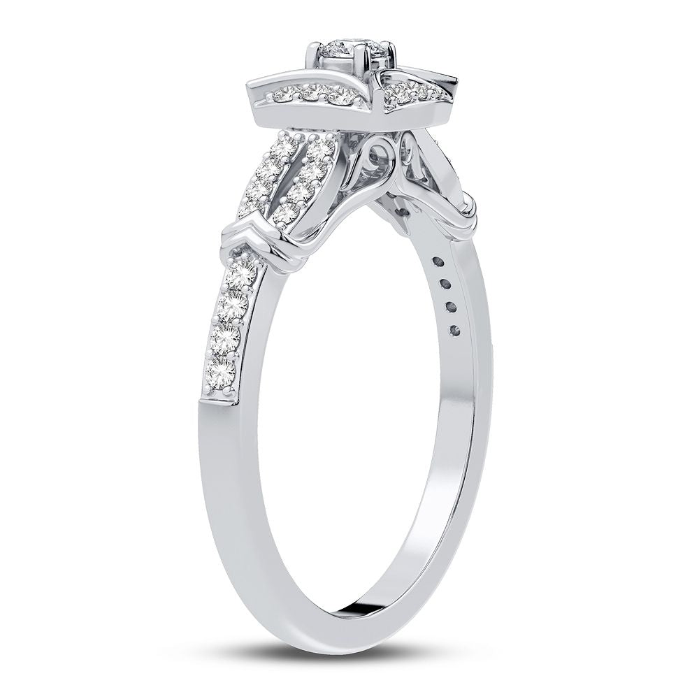 Chic 10k White Gold Lab Diamond Womens Fashion Ring (0.25CT)