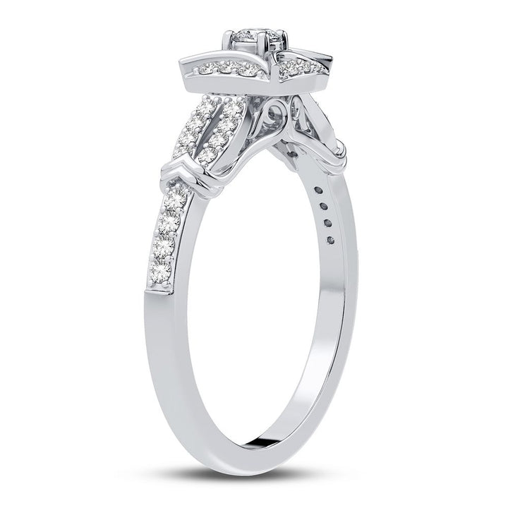 Chic 10k White Gold Lab Diamond Womens Fashion Ring (0.25CT)