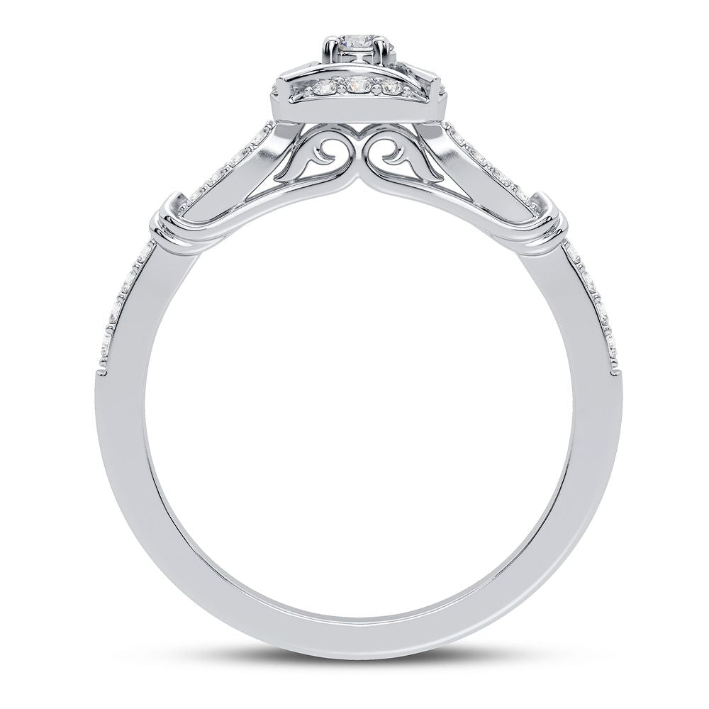 Chic 10k White Gold Lab Diamond Womens Fashion Ring (0.25CT)