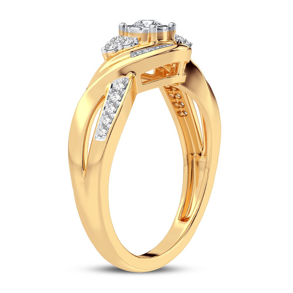 Chic 10k Yellow Gold Lab Diamond Womens Fashion Ring