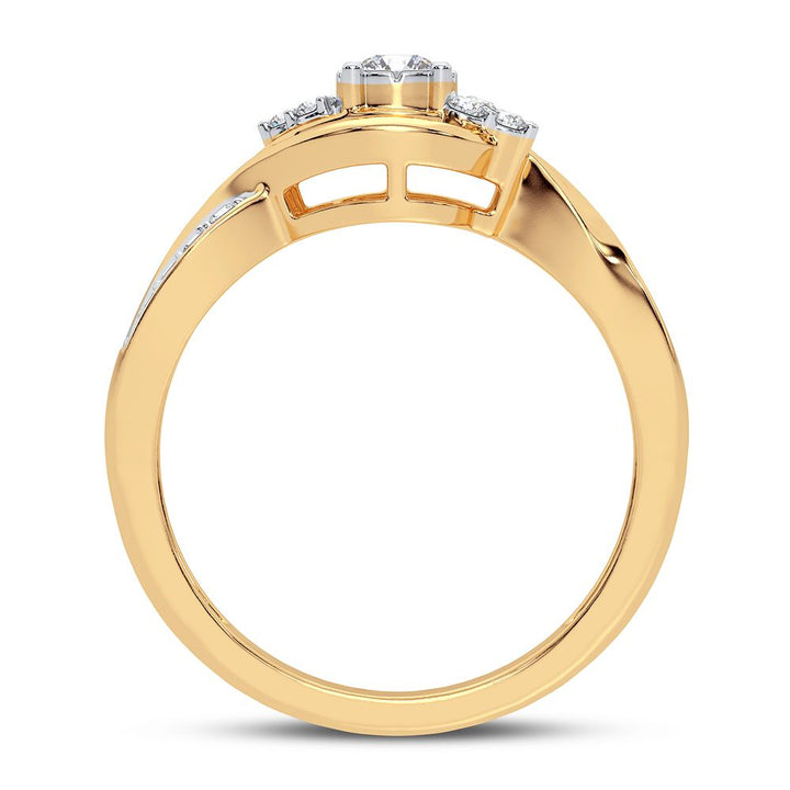 Chic 10k Yellow Gold Lab Diamond Womens Fashion Ring