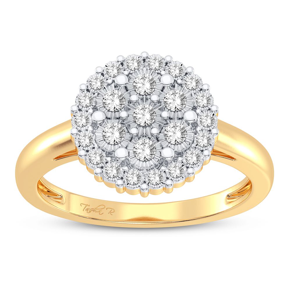 Chic 10k Yellow Gold Lab Diamond Womens Fashion Ring