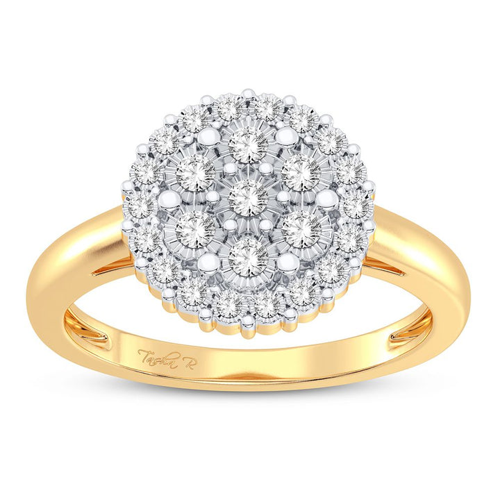 Chic 10k Yellow Gold Lab Diamond Womens Fashion Ring