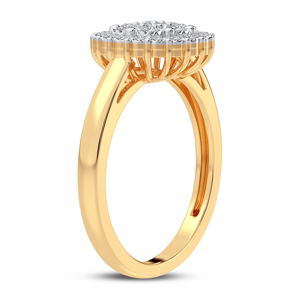 Chic 10k Yellow Gold Lab Diamond Womens Fashion Ring