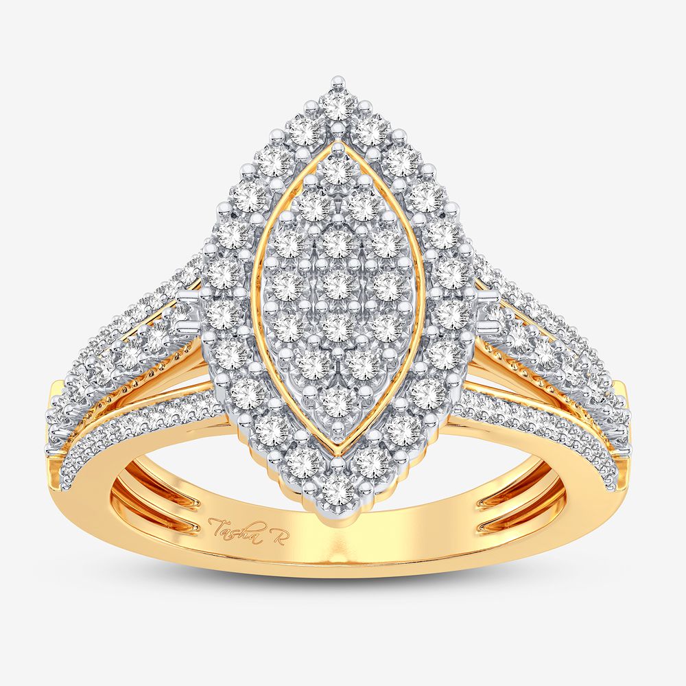 Chic 10k Yellow Gold Lab Diamond Womens Fashion Ring 0.25CT