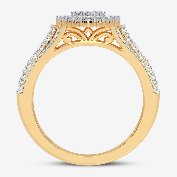 Chic 10k Yellow Gold Lab Diamond Womens Fashion Ring 0.25CT