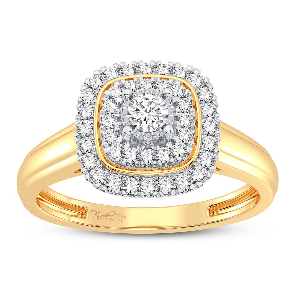 Chic 10k Yellow Gold Lab Diamond Womens Fashion Ring