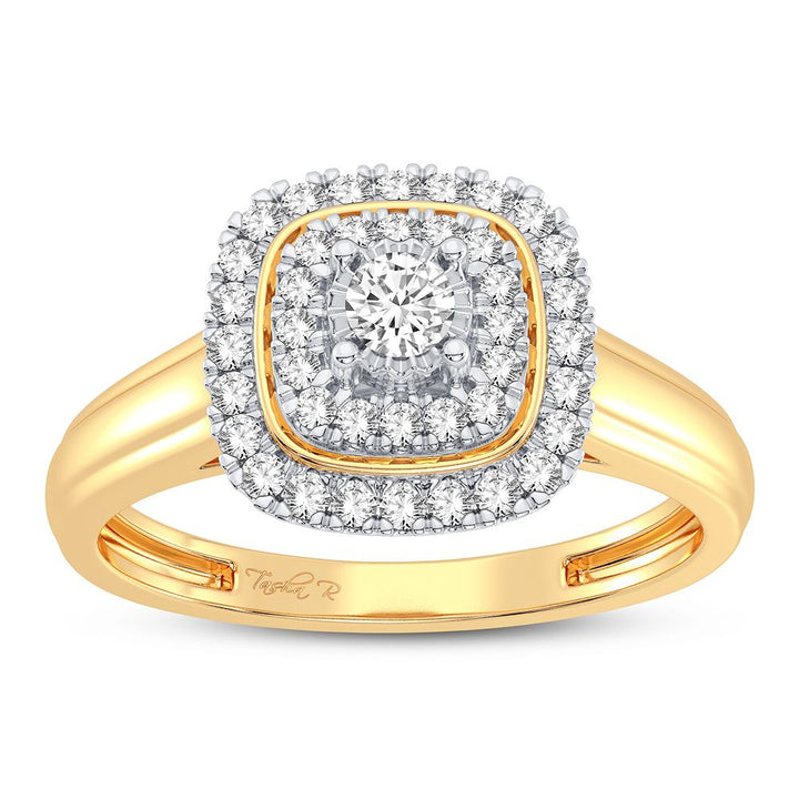Chic 10k Yellow Gold Lab Diamond Womens Fashion Ring
