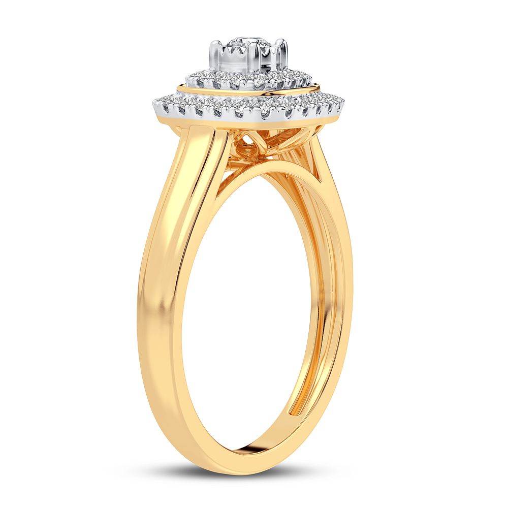 Chic 10k Yellow Gold Lab Diamond Womens Fashion Ring