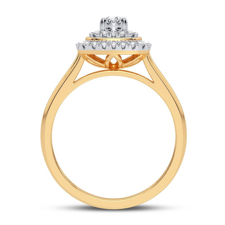 Chic 10k Yellow Gold Lab Diamond Womens Fashion Ring