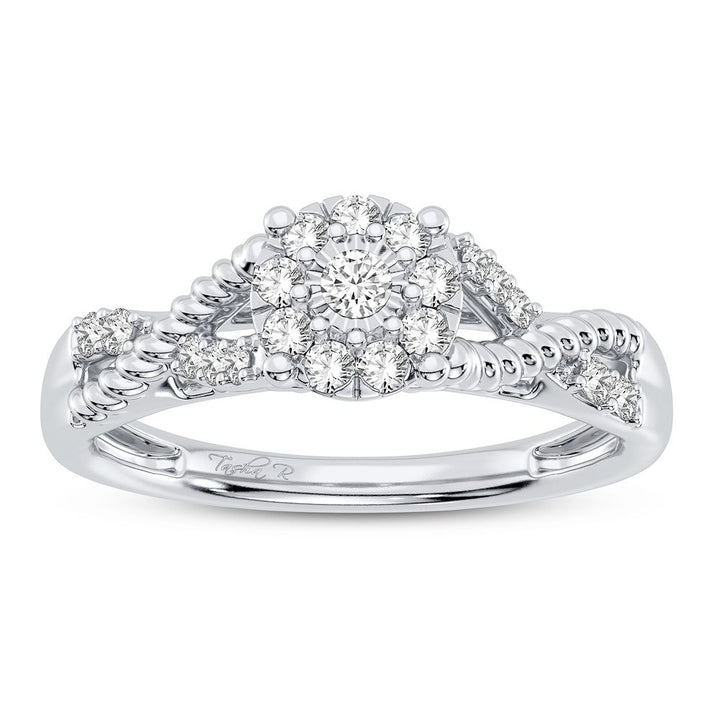 Chic 10k White Gold 0.25CT Lab Diamond Womens Fashion Ring