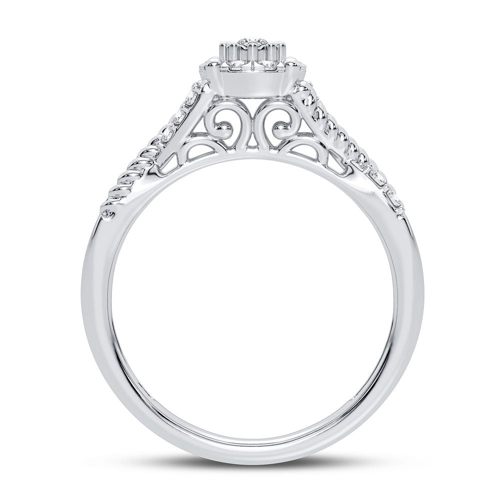 Chic 10k White Gold 0.25CT Lab Diamond Womens Fashion Ring