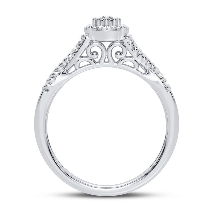 Chic 10k White Gold 0.25CT Lab Diamond Womens Fashion Ring