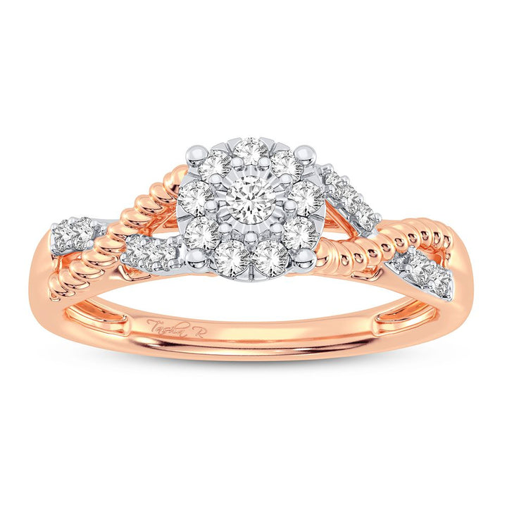 Chic 10k Rose Gold Lab Diamond Womens Fashion Ring 0.25CT