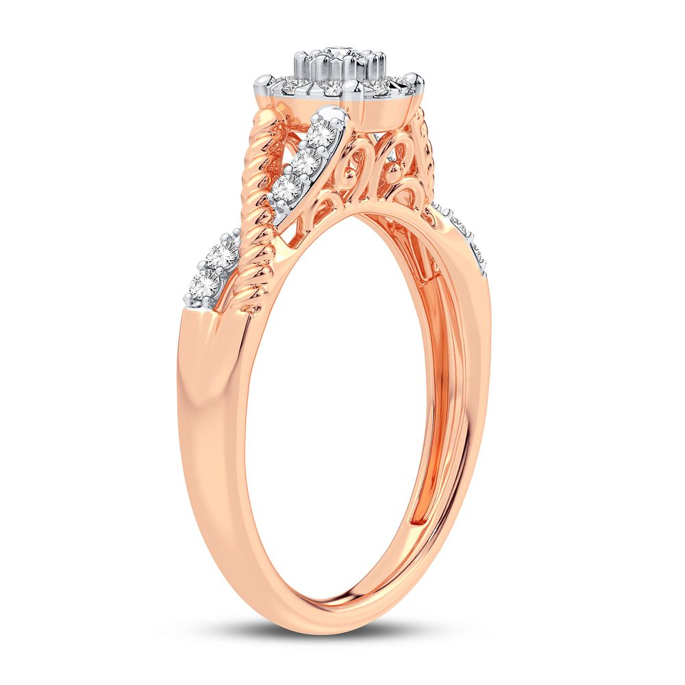 Chic 10k Rose Gold Lab Diamond Womens Fashion Ring 0.25CT