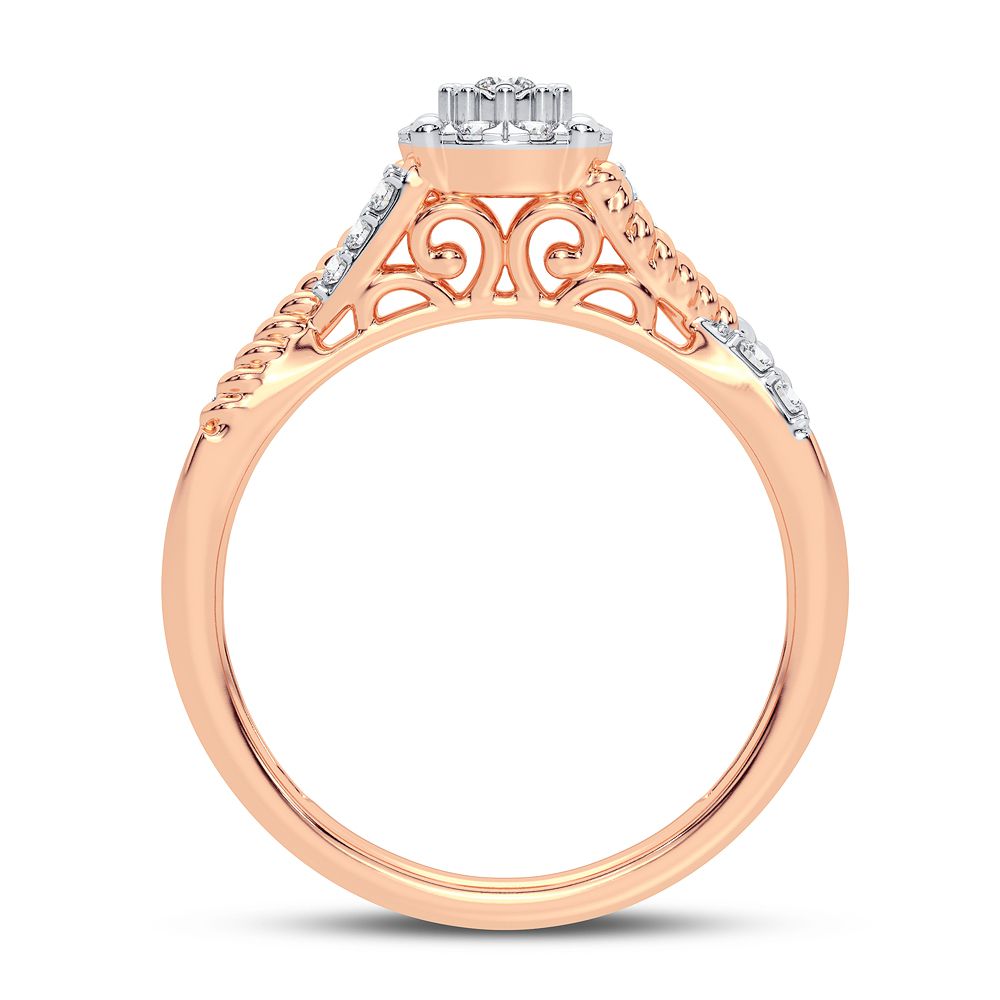Chic 10k Rose Gold Lab Diamond Womens Fashion Ring 0.25CT