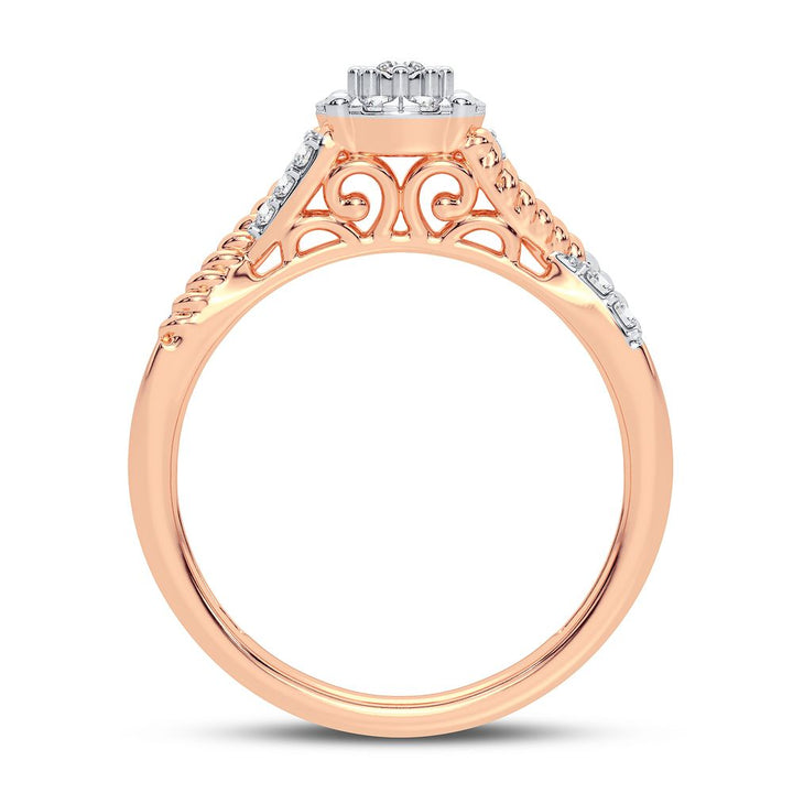 Chic 10k Rose Gold Lab Diamond Womens Fashion Ring 0.25CT
