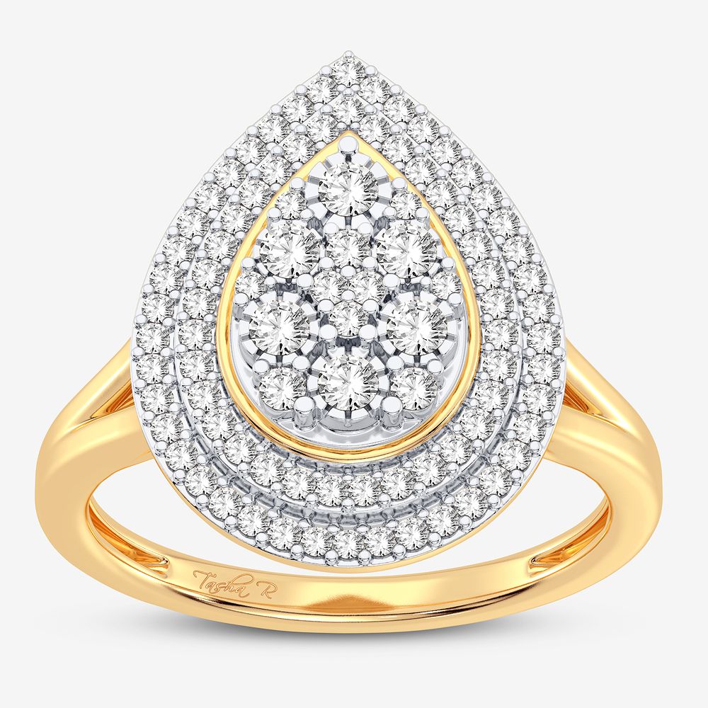 Chic 10k Yellow Gold Lab Diamond Womens Fashion Ring