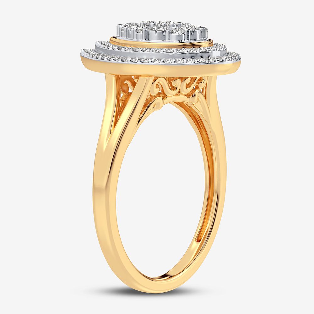 Chic 10k Yellow Gold Lab Diamond Womens Fashion Ring