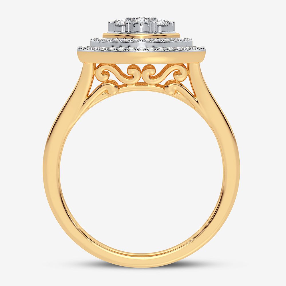 Chic 10k Yellow Gold Lab Diamond Womens Fashion Ring