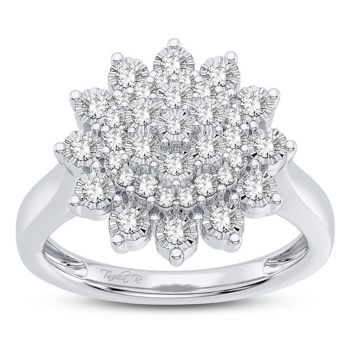 Chic 10k White Gold Lab Diamond Fashion Ring for Women