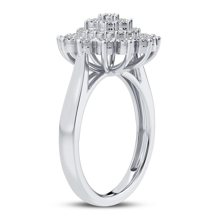 Chic 10k White Gold Lab Diamond Fashion Ring for Women