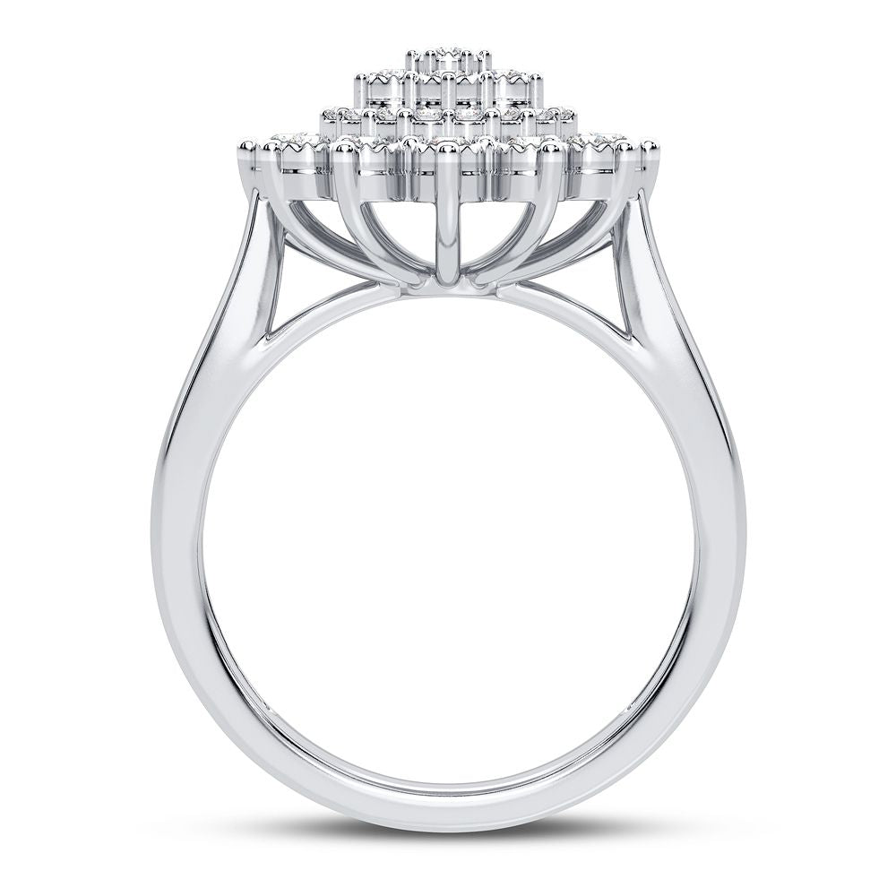 Chic 10k White Gold Lab Diamond Fashion Ring for Women