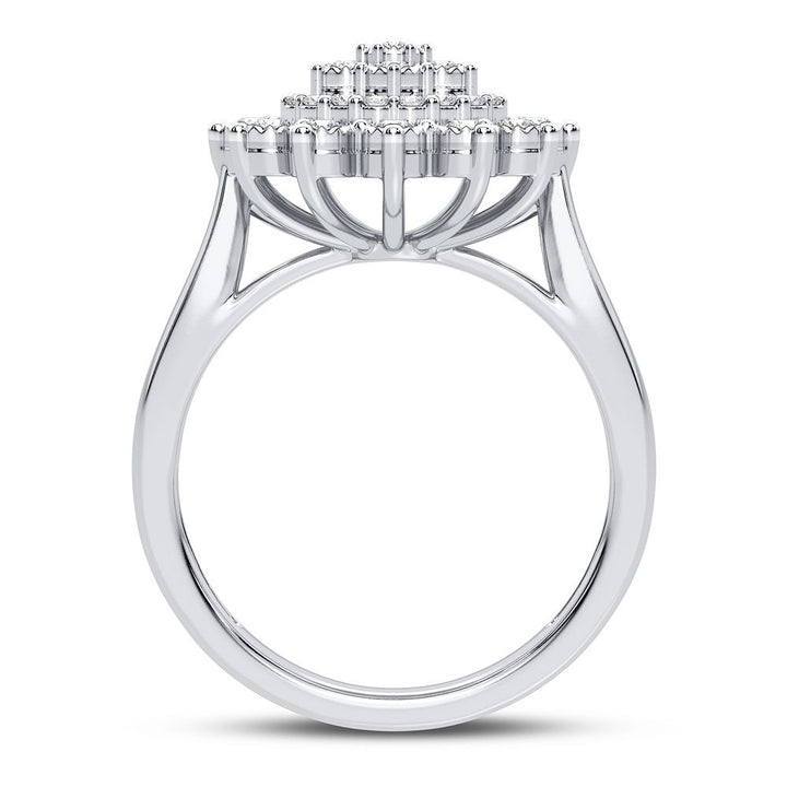 Chic 10k White Gold Lab Diamond Fashion Ring for Women