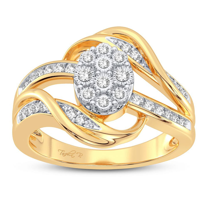 Chic 10k Yellow Gold Lab Diamond Womens Fashion Ring